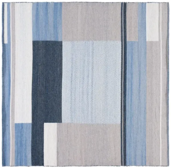 Doah Hand Woven Wool Rug, Beige/Blue