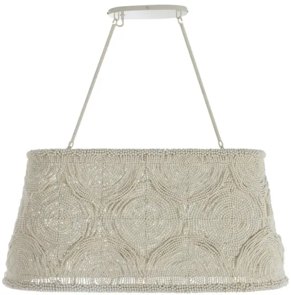 Angelina Linear Coconut Shell Beaded Chandelier - Ivory - Gabby - Handcrafted - White