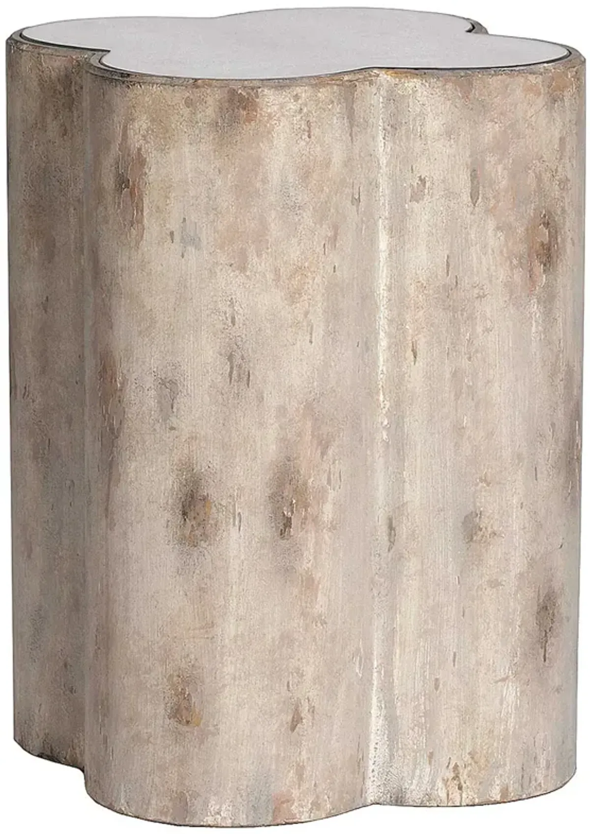 Cassandra Quatrefoil Side Table - Distressed Dove - Gabby - White