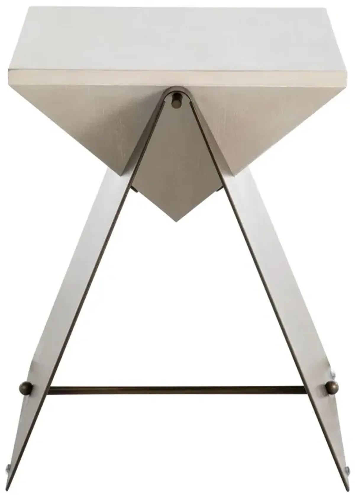 Cornet Oak & Metal Sculptural Side Table, Ivory/Brown
