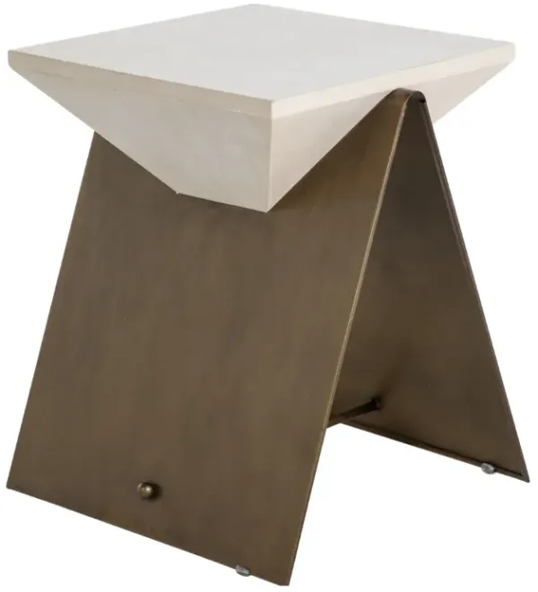 Cornet Oak & Metal Sculptural Side Table - Ivory/Brown - Gabby