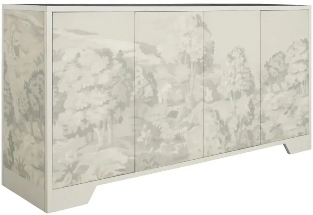 Daliyah 4-Door Landscape Sideboard, Ivory/Gray
