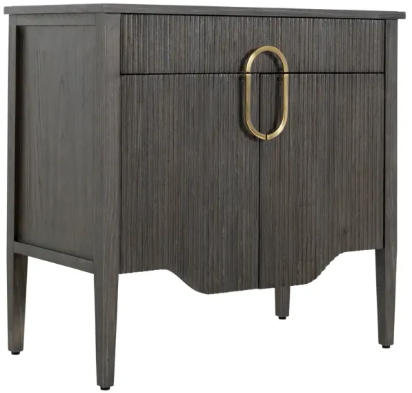 Darrius Ribbed Oak Nightstand - Black - Gabby