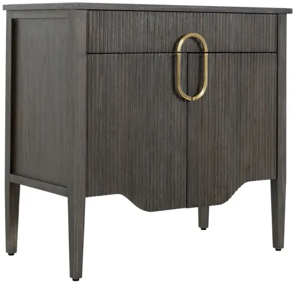 Darrius Ribbed Oak Nightstand - Black - Gabby