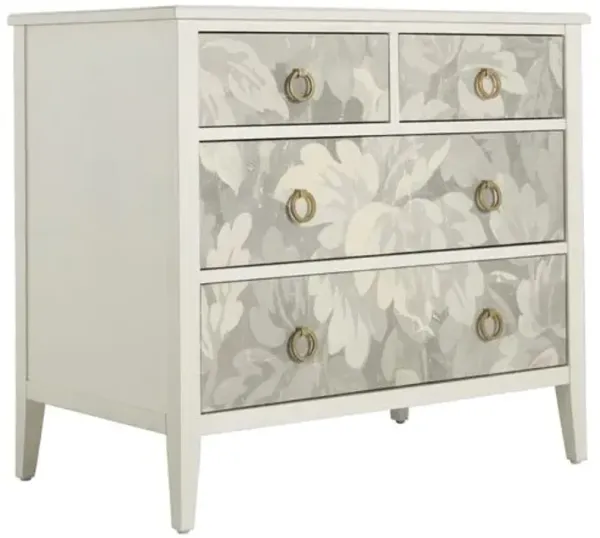 Easton 4-Drawer Floral Chest - White/Gray - Gabby