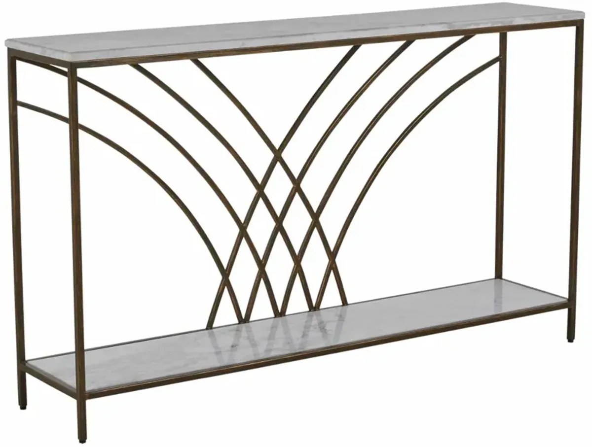 Felding Marble Top Console Table - Bronze - Gabby - Brown