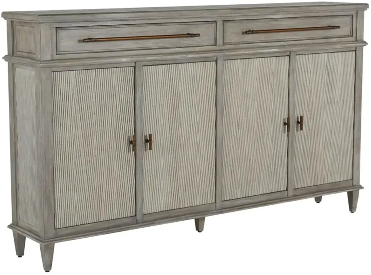 Isaac Long 4-Door 2-Drawer Ribbed Cabinet, Gray
