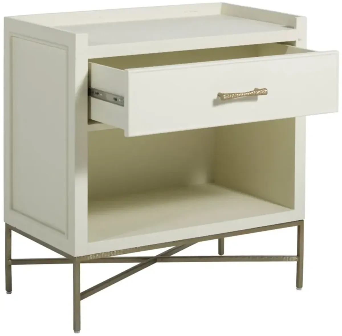 Jessie Shagreen 1-Drawer Nightstand, Cream