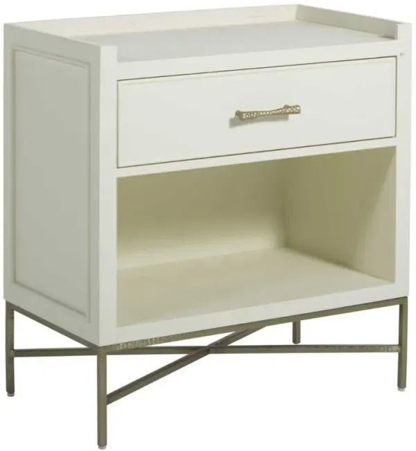 Jessie Shagreen 1-Drawer Nightstand - Cream - Gabby