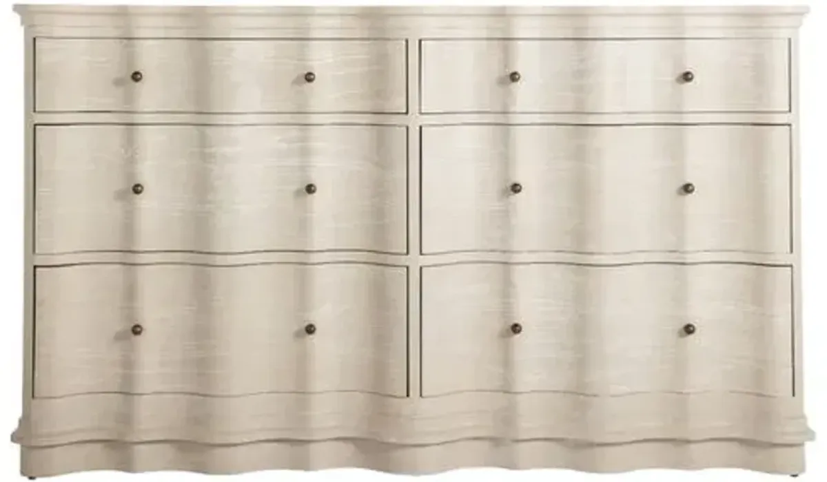 Meredith Rippled 6-Drawer Dresser - White - Gabby