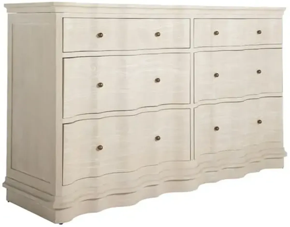 Meredith Rippled 6-Drawer Dresser - White - Gabby
