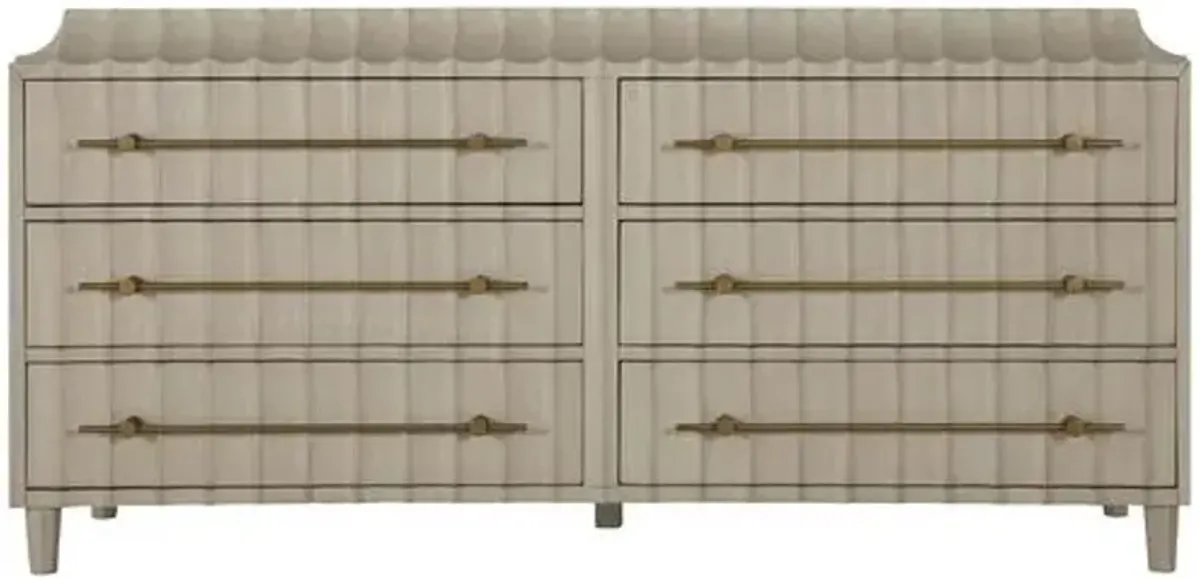 Merigold Sculpted 6-Drawer Dresser - White/Gold - Gabby
