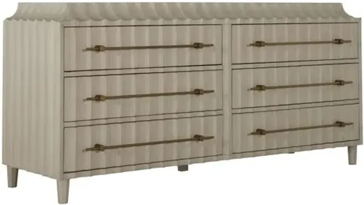 Merigold Sculpted 6-Drawer Dresser - White/Gold - Gabby