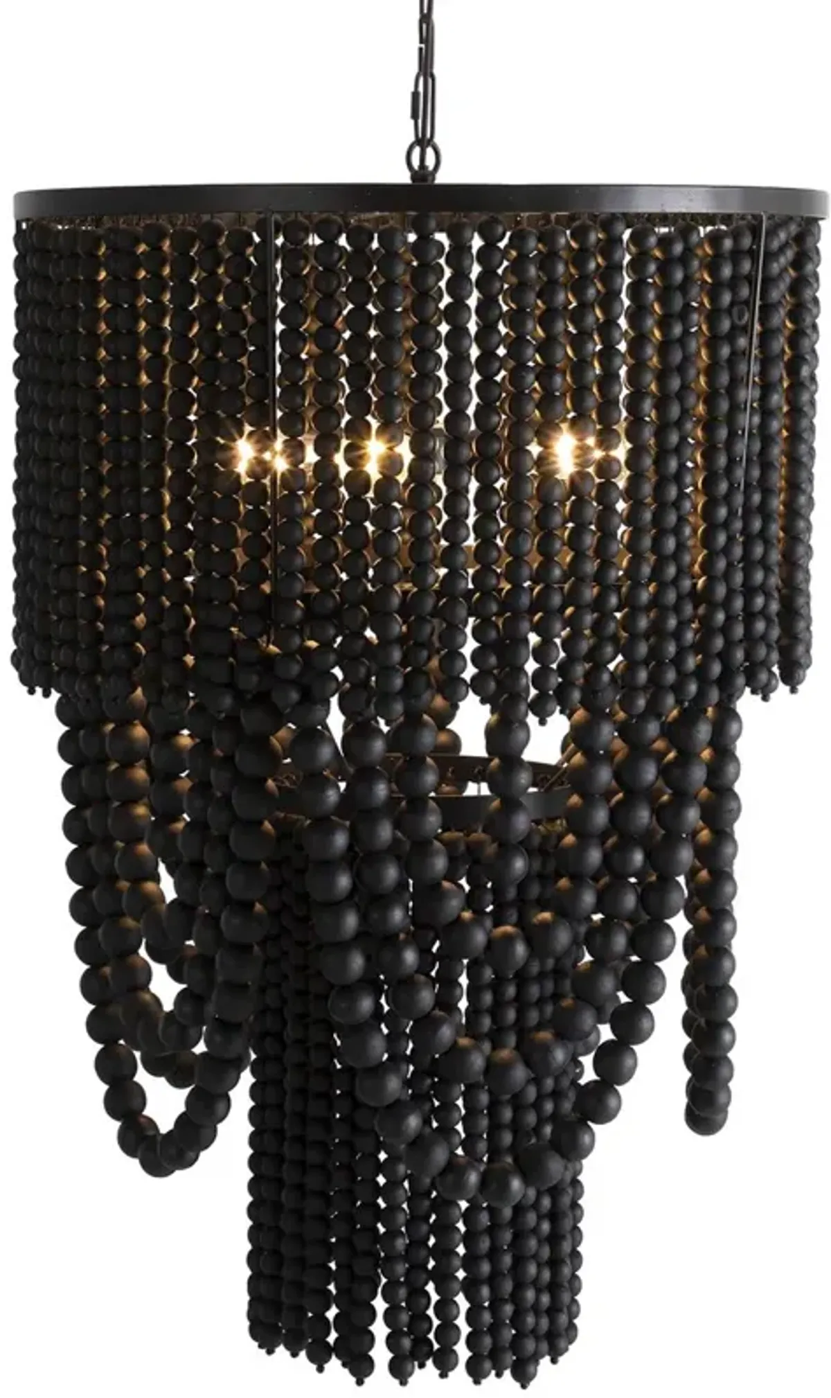Norton Mango Wood Beaded Chandelier - Black - Gabby