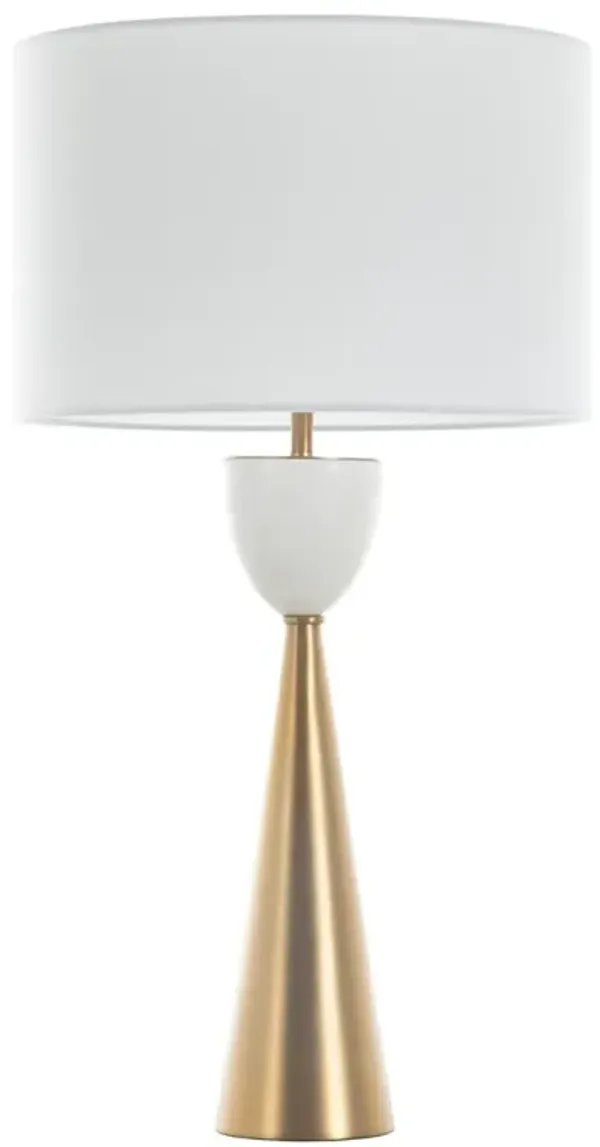 Rome Brass and Marble Table Lamp - White/Gold - Gabby