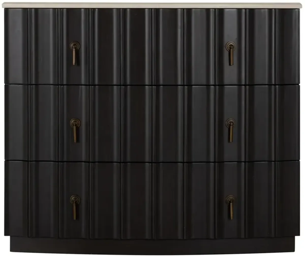 Sergio 3-Drawer Fluted Chest, Black