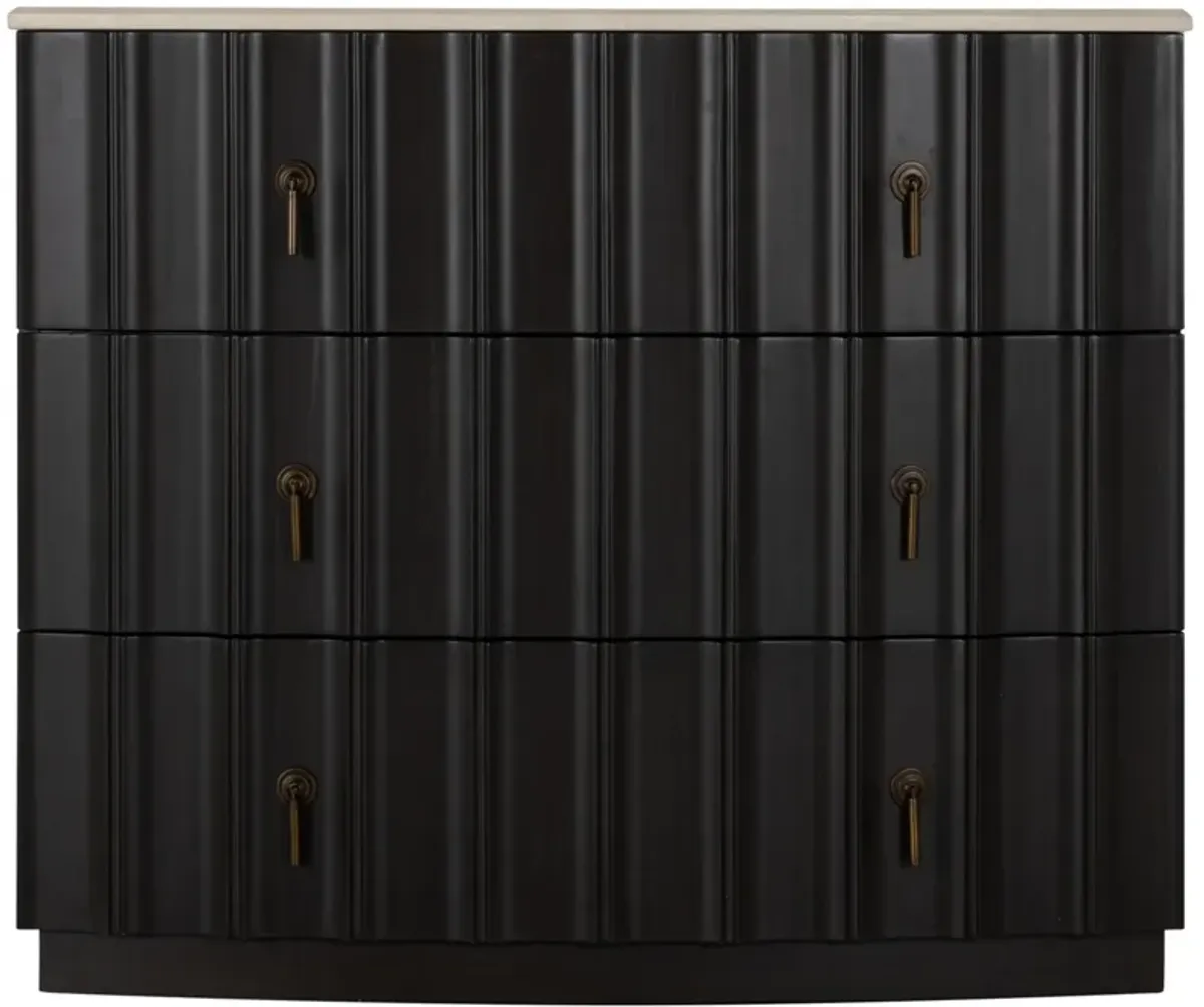 Sergio 3-Drawer Fluted Chest - Black - Gabby