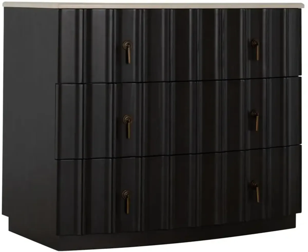 Sergio 3-Drawer Fluted Chest, Black