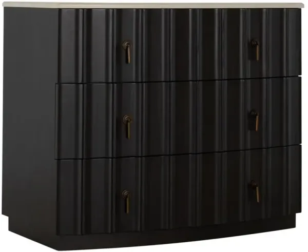 Sergio 3-Drawer Fluted Chest, Black