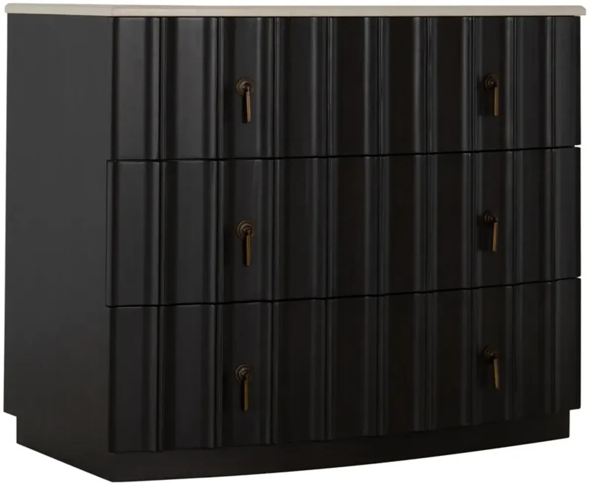 Sergio 3-Drawer Fluted Chest - Black - Gabby