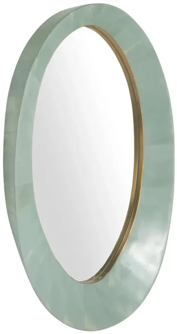 Viola Oval Stone Wall Mirror - Seafoam Green - Gabby