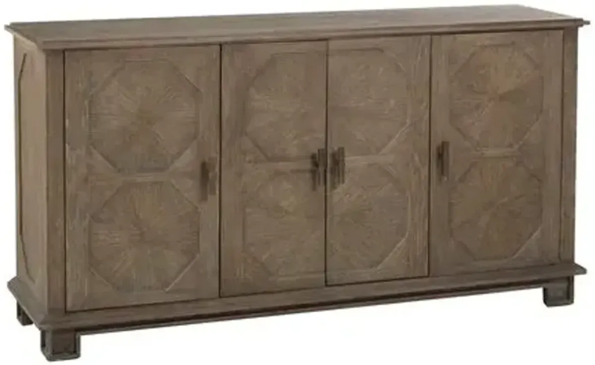 Rhodes 4-Door Oak Cabinet - Brown - Gabby