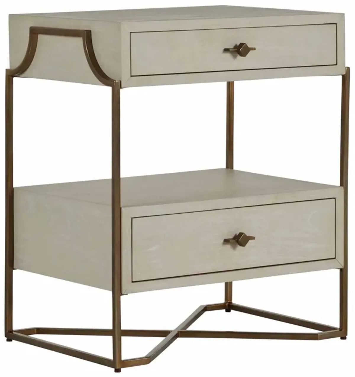 Soma 2-Drawer Mahogany Nightstand - Ivory/Gold - Gabby