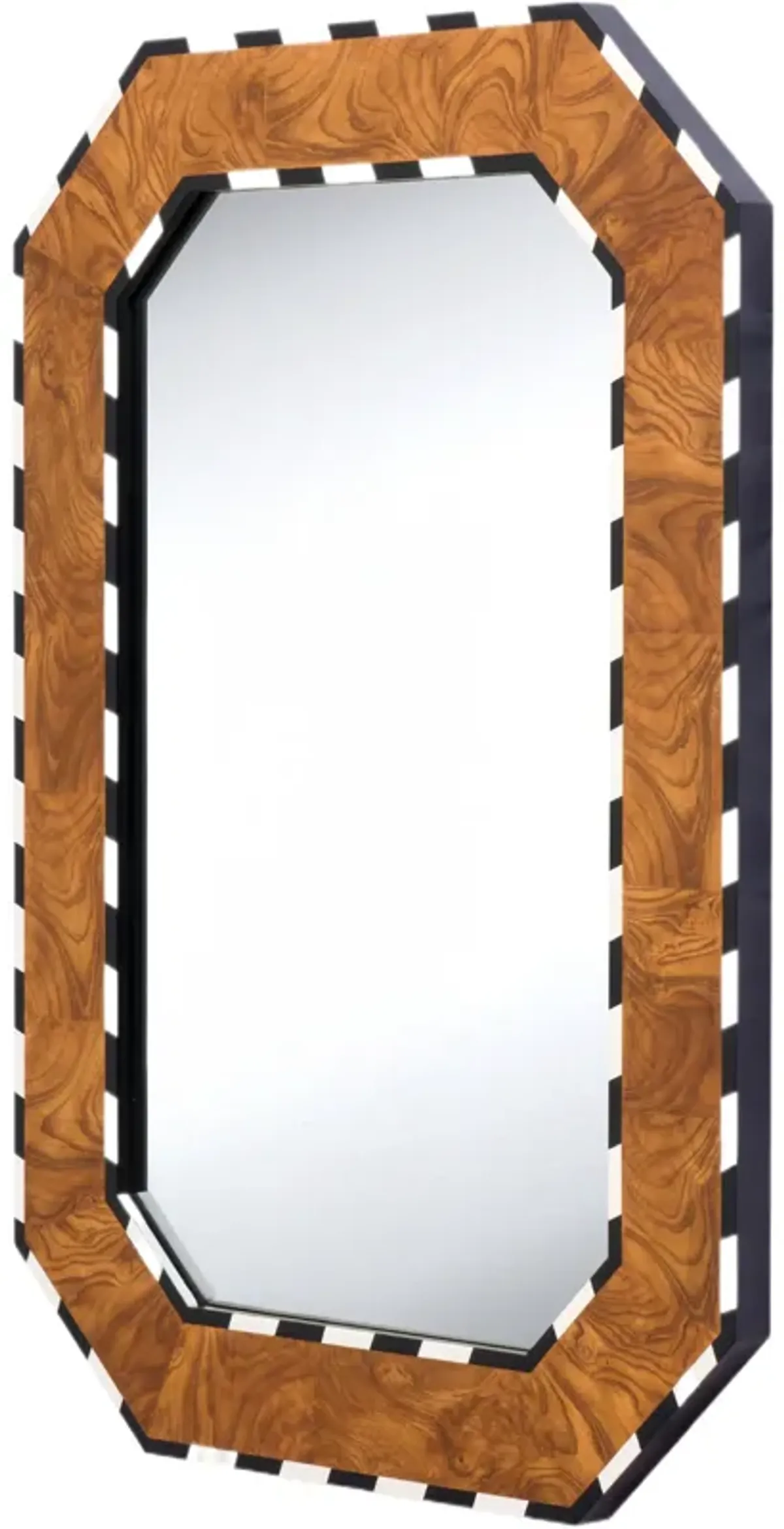 Orwell Wall Mirror, Burlwood/Ebony/Off-White