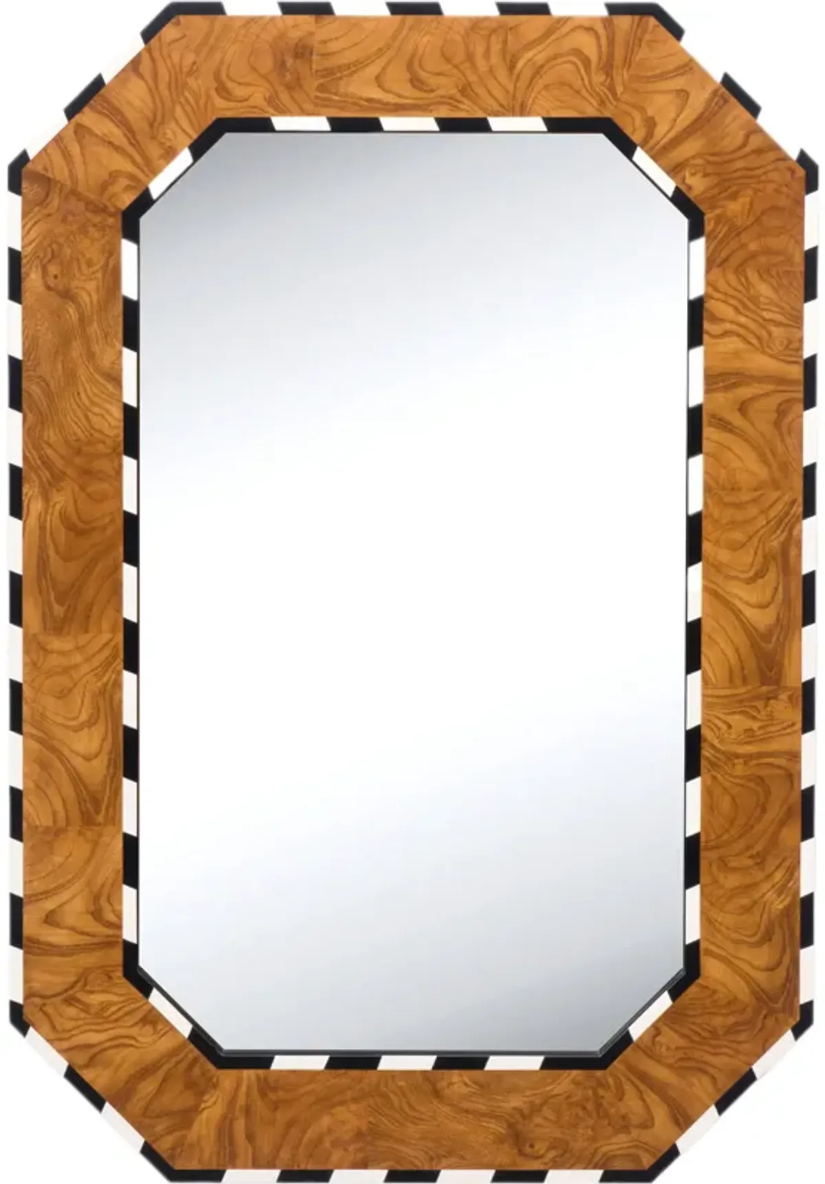 Orwell Wall Mirror, Burlwood/Ebony/Off-White