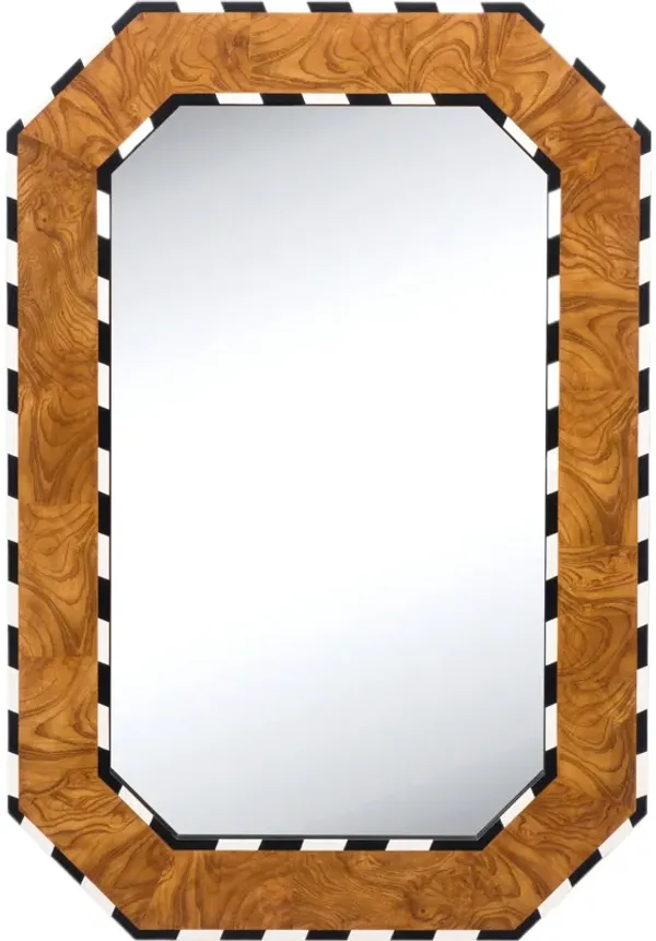 Orwell Wall Mirror, Burlwood/Ebony/Off-White