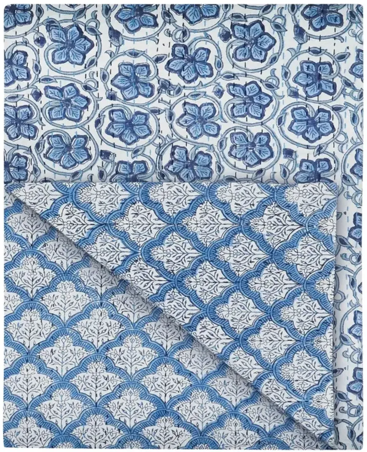 Hibiscus Hand-Blocked Cotton Coverlet