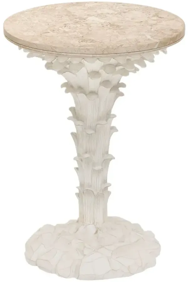 Palm Marble Drinks Table, Antique White