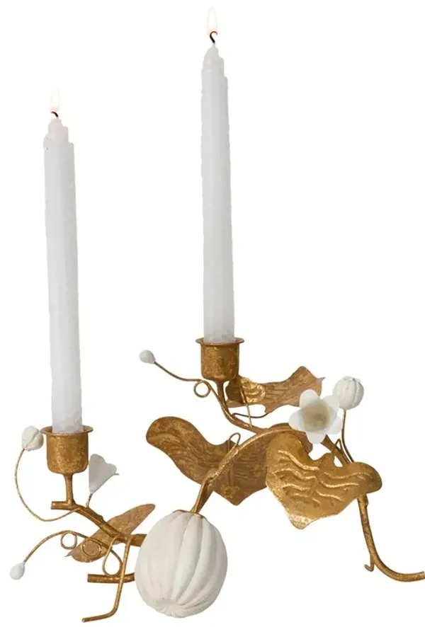Forest Walk Pumpkin & Vine Candlestick Holder - Gold - Juliska