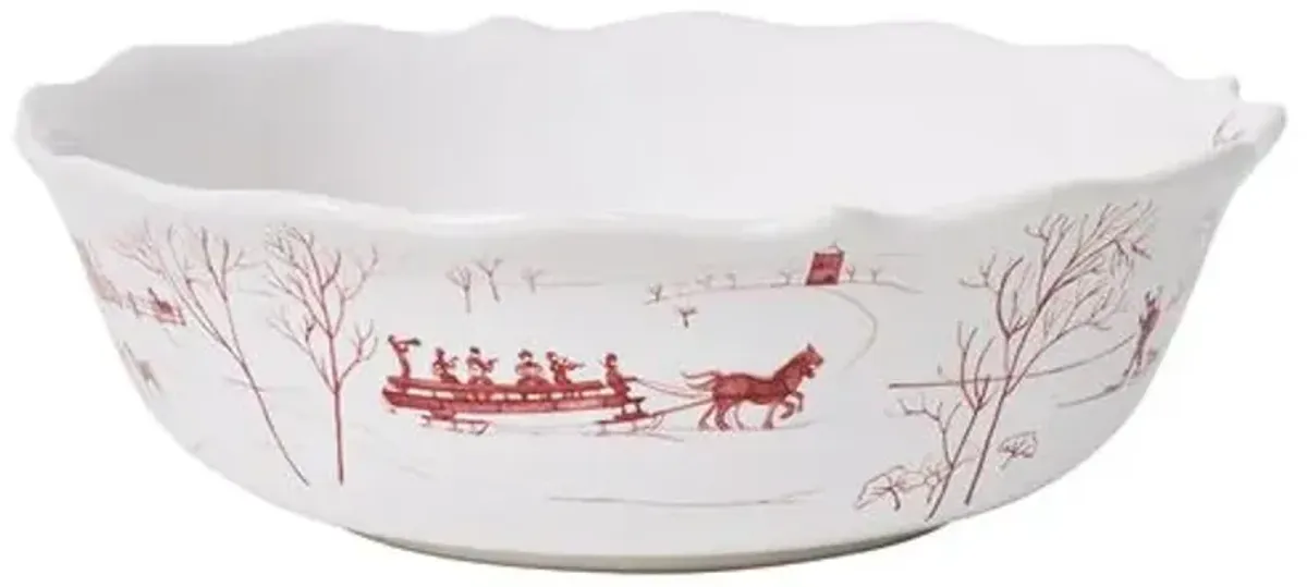 Country Estate Winter Frolic 11" Serving Bowl - Ruby - Juliska - Red
