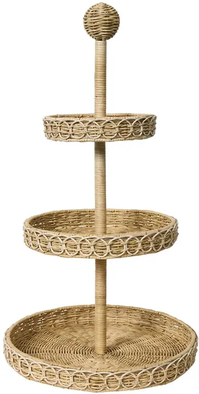 Provence Rattan 3-Tier Shelving Unit, Whitewash