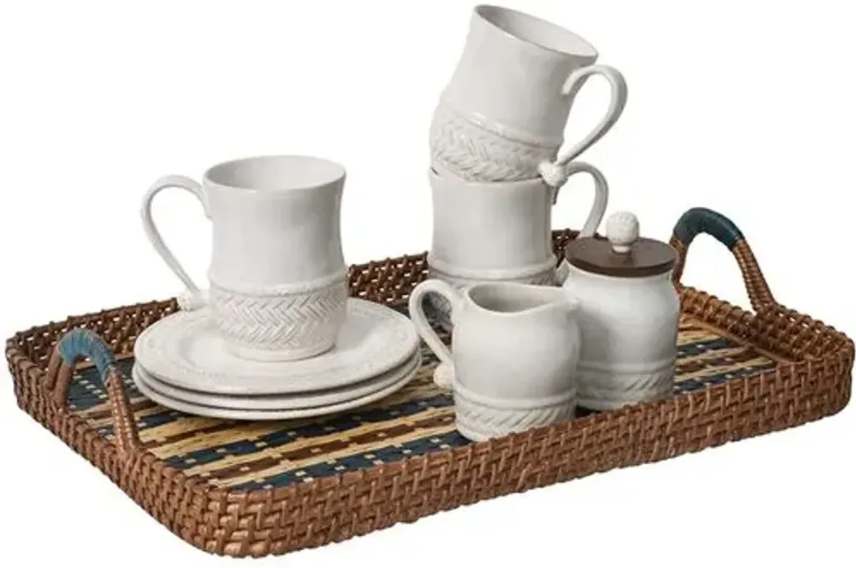 Danish Stripe Wicker Tray - Navy - Juliska - Blue