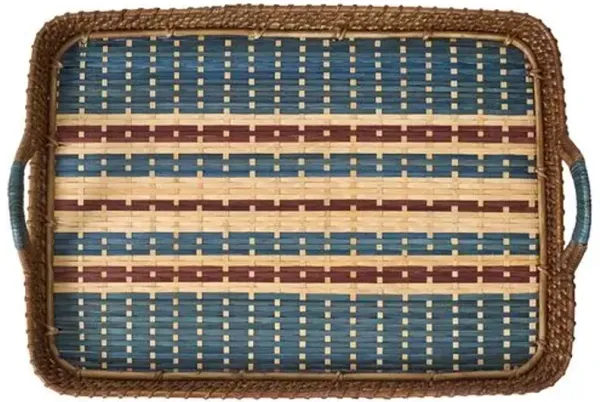 Danish Stripe Wicker Tray - Navy - Juliska - Blue