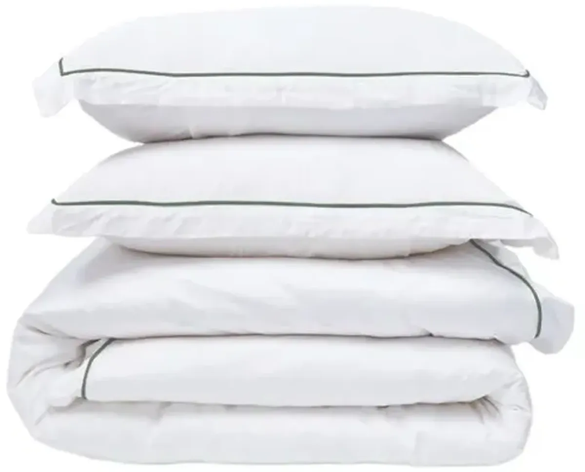 Sheena Bamboo Sateen Duvet Set - Pom Pom at Home - White