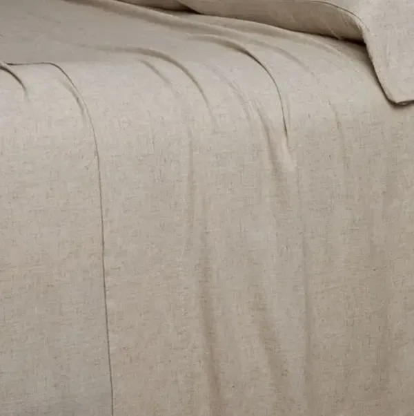 Bamboo/Linen Blend Sheet Set - Pom Pom at Home - Beige, 300 Thread Count, Egyptian Cotton Sateen, Soft and Luxurious