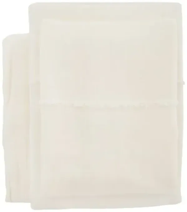 Remi Bamboo/Linen Blend Sheet Set - Pom Pom at Home - White, 300 Thread Count, Egyptian Cotton Sateen, Soft and Luxurious