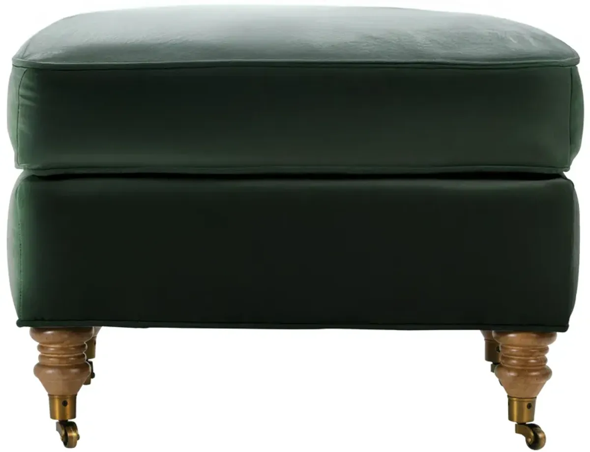 Brooke Velvet Ottoman - Green