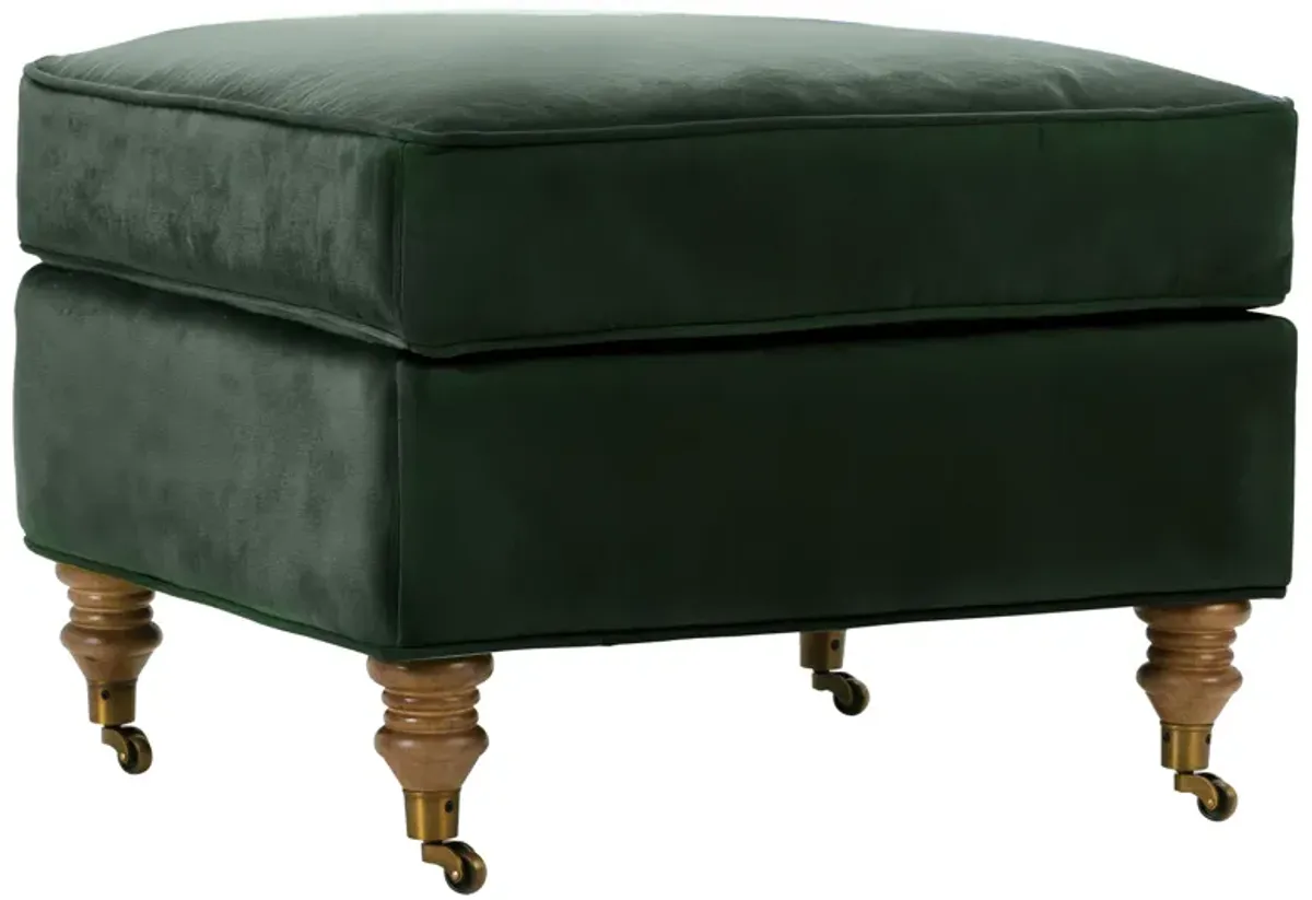 Brooke Velvet Ottoman - Green
