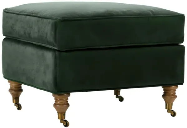 Brooke Velvet Ottoman - Green
