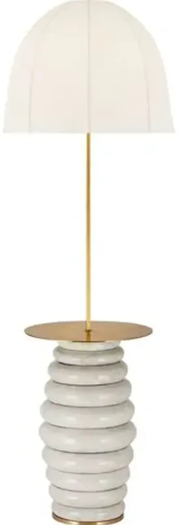 Visual Comfort - Phoebe Extra Large Tray Table Floor Lamp with Dome Shade