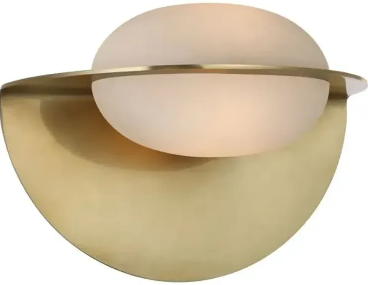 Visual Comfort - Fosse 9" Invertable Alabaster Oval Sconce - Gold