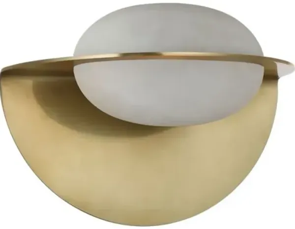 Visual Comfort - Fosse 9" Invertable Alabaster Oval Sconce - Gold