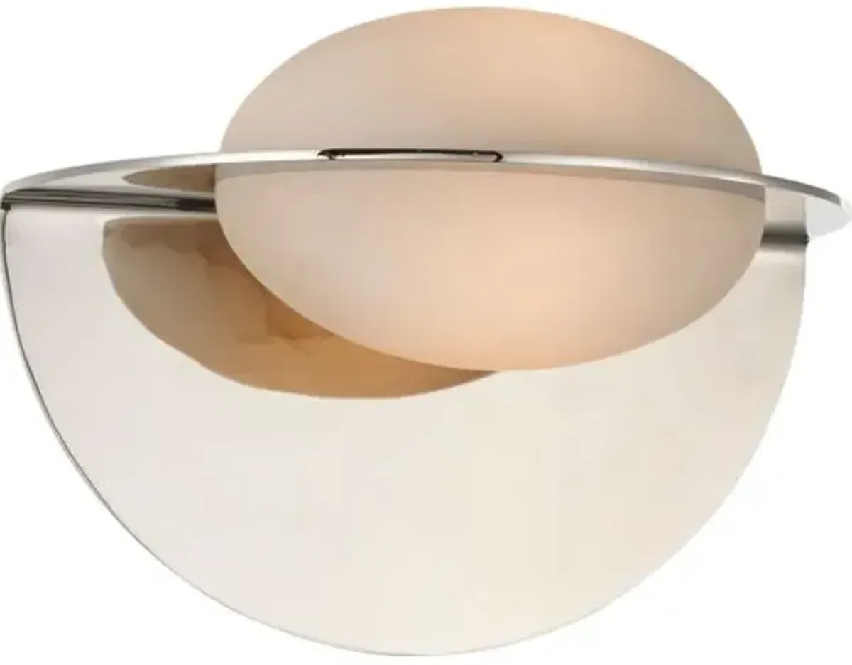 Visual Comfort - Fosse 9" Invertable Alabaster Oval Sconce - Silver