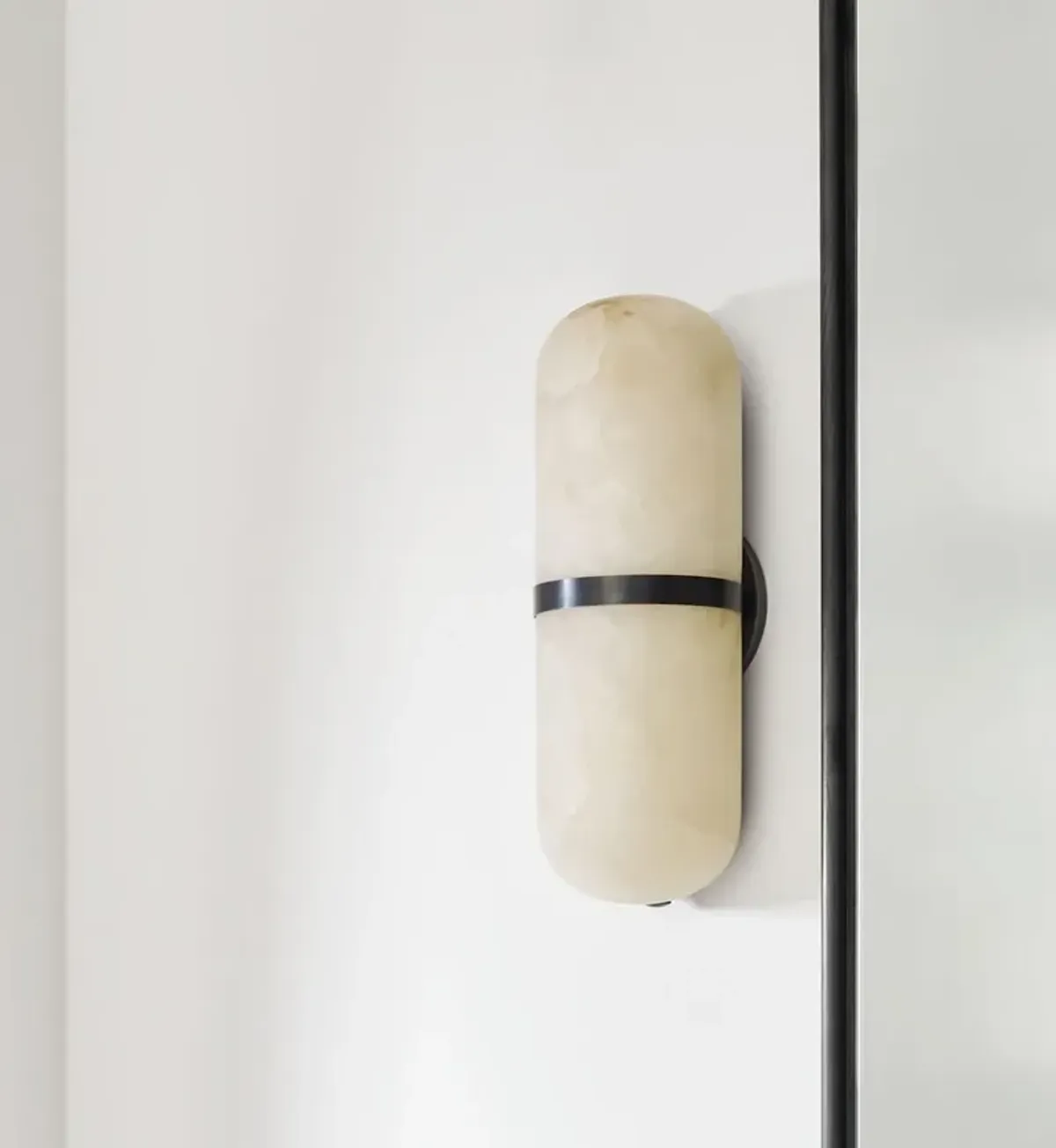 Visual Comfort - Melange Alabaster Pill Form Sconce - Black