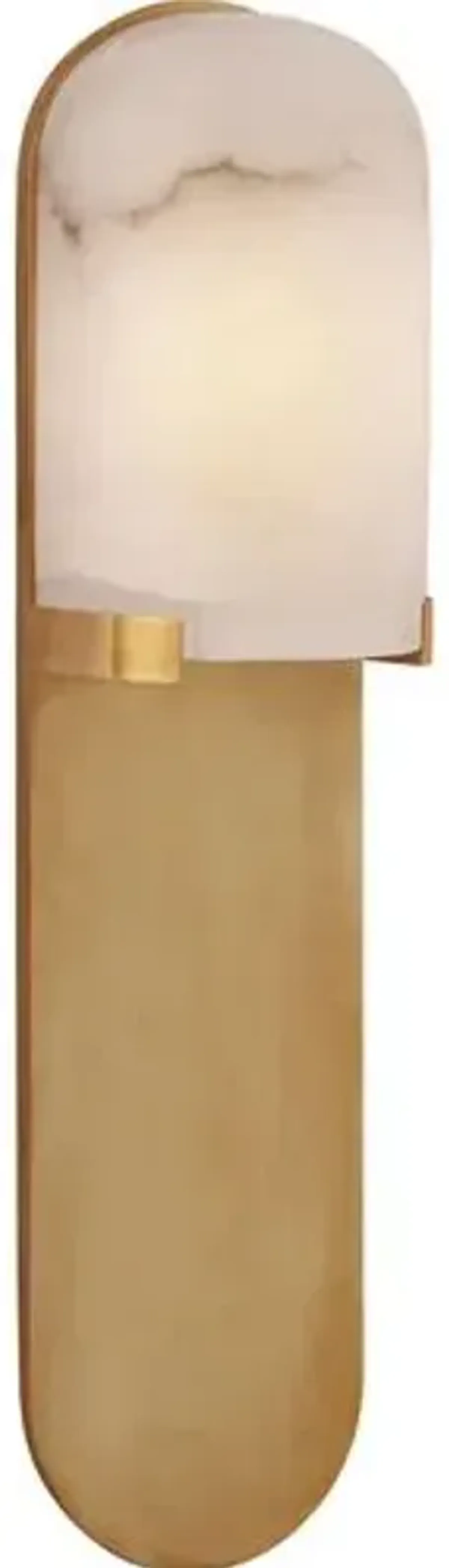 Visual Comfort - Melange Alabaster Medium Elongated Pill Sconce - Gold
