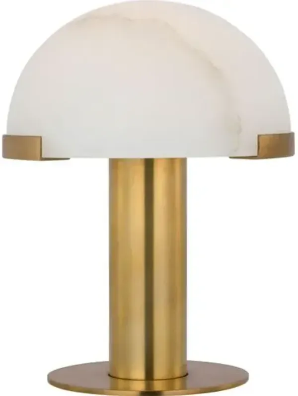 Visual Comfort - Melange 8" Alabaster Rechargeable Accent Table Lamp - Gold - 8Hx6Wx6D in